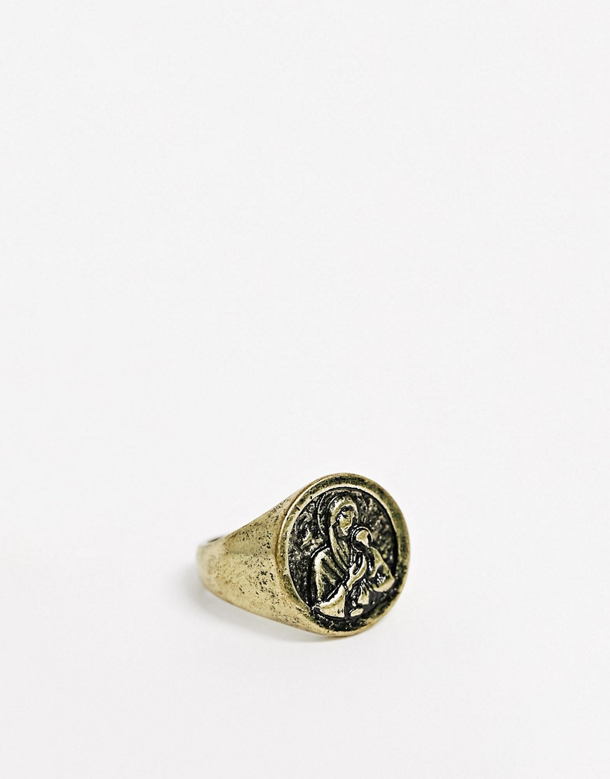 фото Золотистое кольцо-печатка reclaimed vintage эксклюзивно для asos-золотой