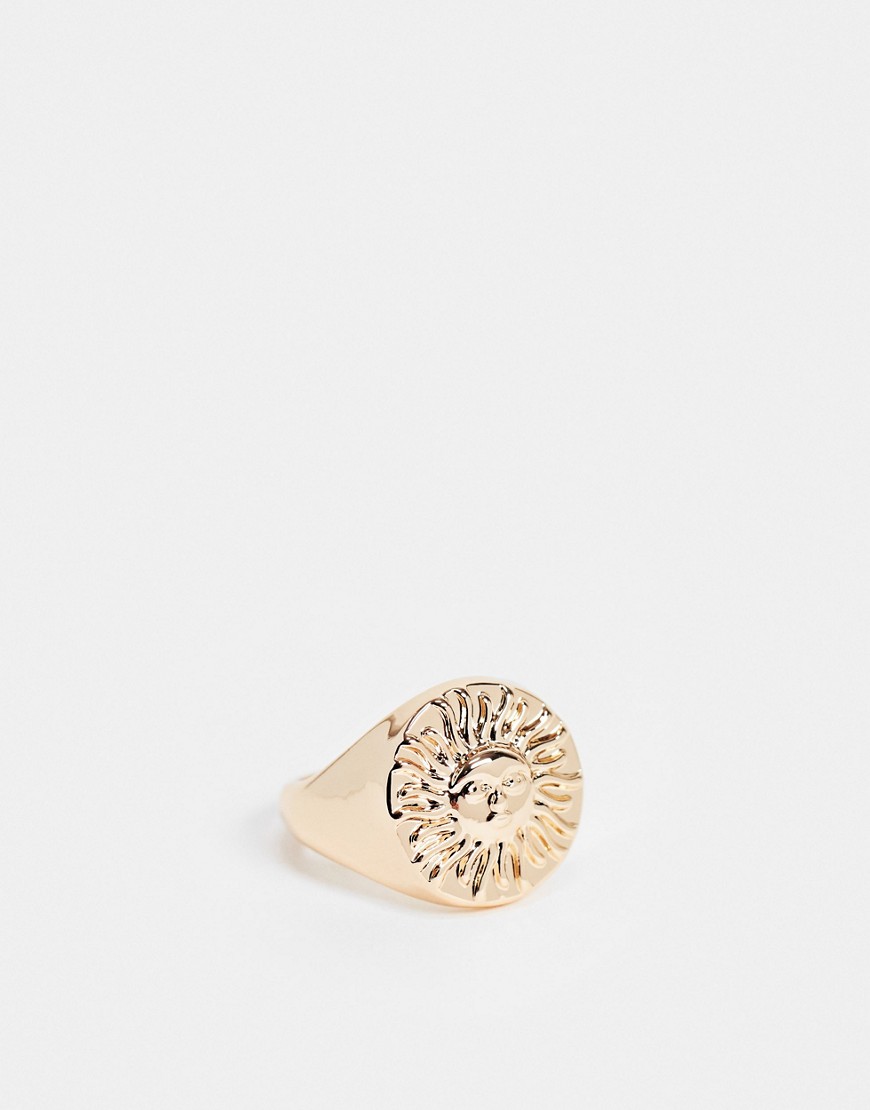 фото Золотистое кольцо с дизайном в виде солнца asos design-золотистый