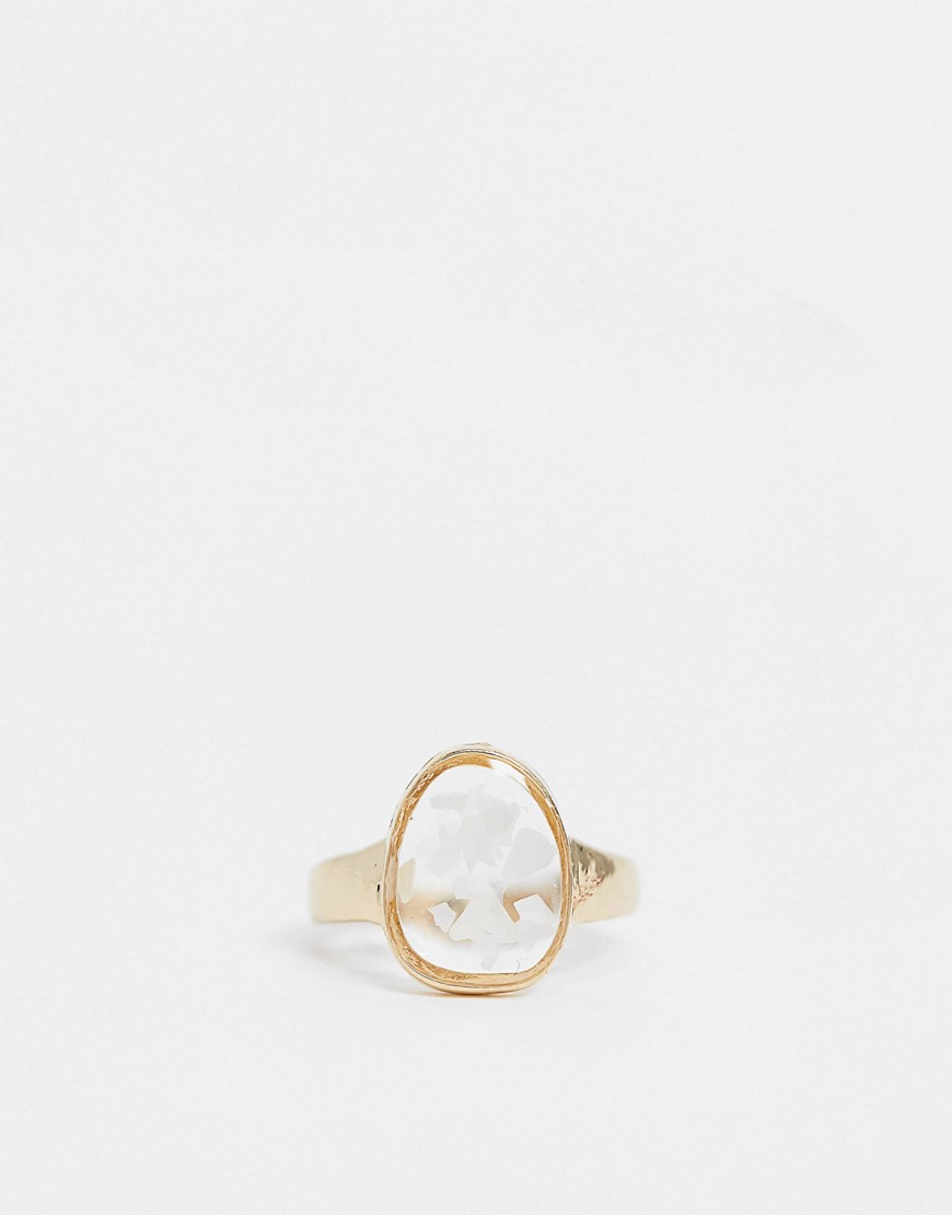 фото Золотистое кольцо с кристаллом topshop-золотой