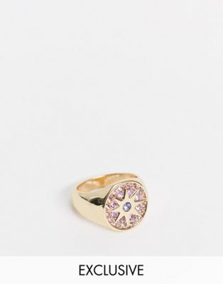 фото Золотистое кольцо с печаткой «космическая звезда» reclaimed vintage inspired-золотистый