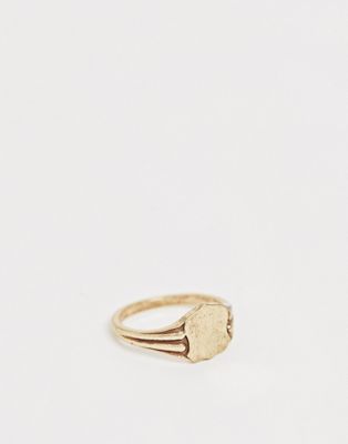 фото Золотистое кольцо с печаткой sacred hawk-золотой