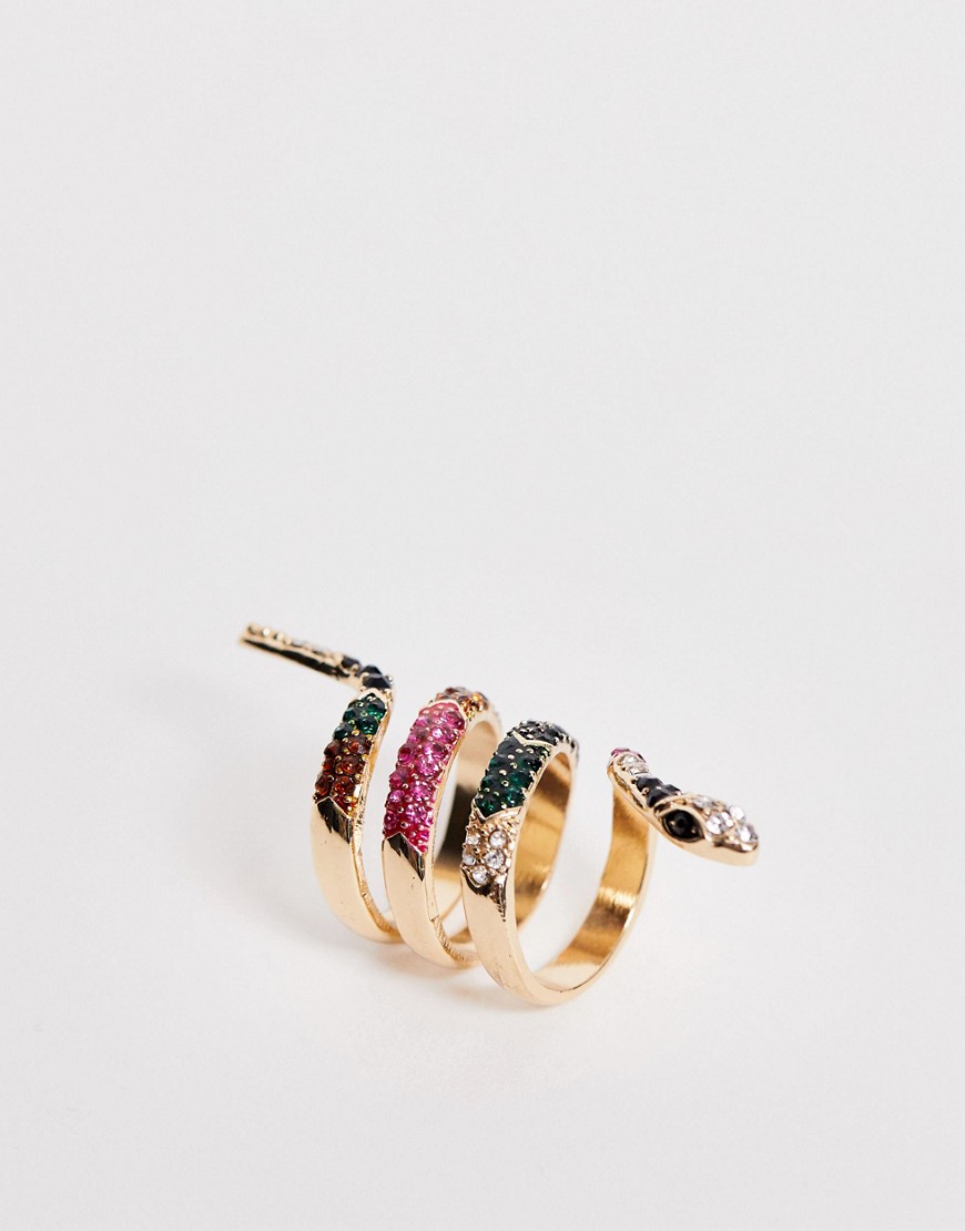 фото Золотистое кольцо с разноцветным дизайном в виде змеи aldo - asalin-мульти