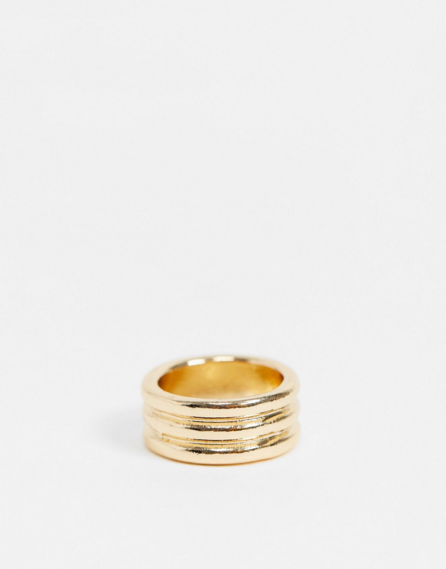 фото Золотистое кольцо с тремя выпуклостями asos design-золотистый
