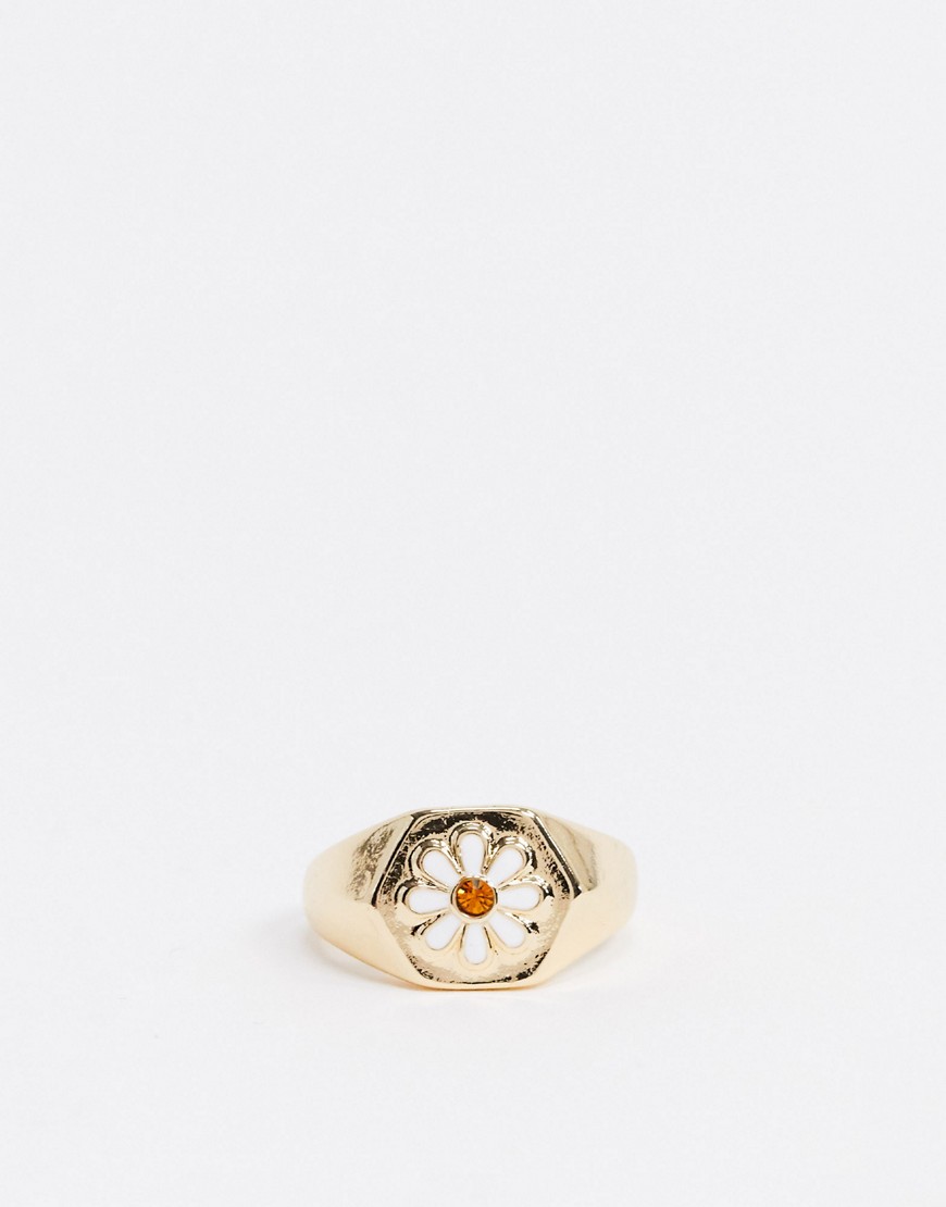 фото Золотистое кольцо с цветком topshop-золотой