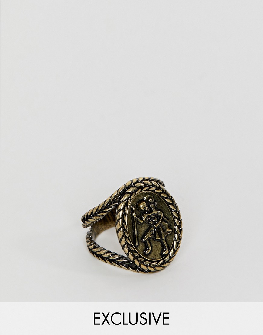 фото Золотистое кольцо со святым христофором reclaimed vintage-золотой