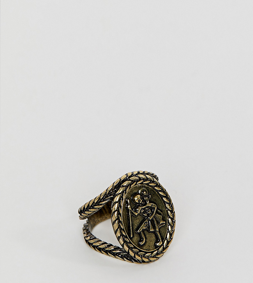 фото Золотистое кольцо со святым христофором reclaimed vintage-золотой