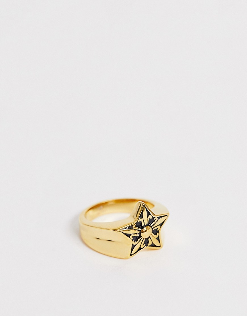 фото Золотистое кольцо со звездой seven london-золотой