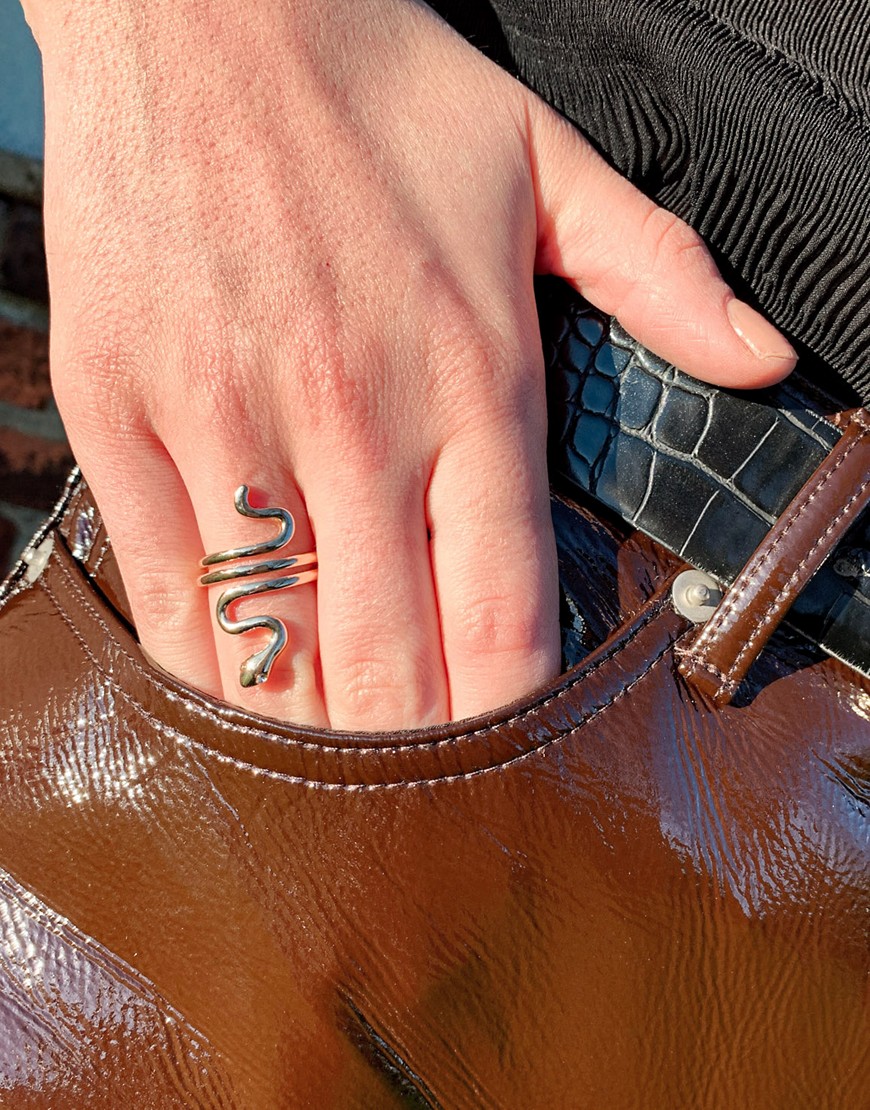 фото Золотистое кольцо в виде змеи aldo lothendra-серебристый