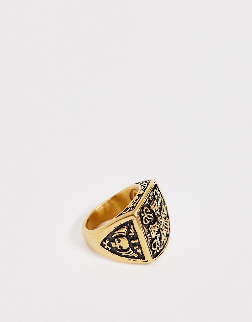 фото Золотистое массивное кольцо seven london-золотой