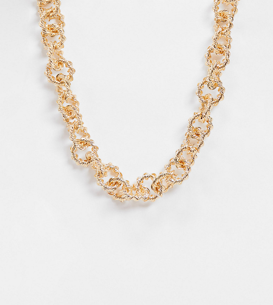 фото Золотистое массивное ожерелье с переплетением reclaimed vintage inspired-золотистый