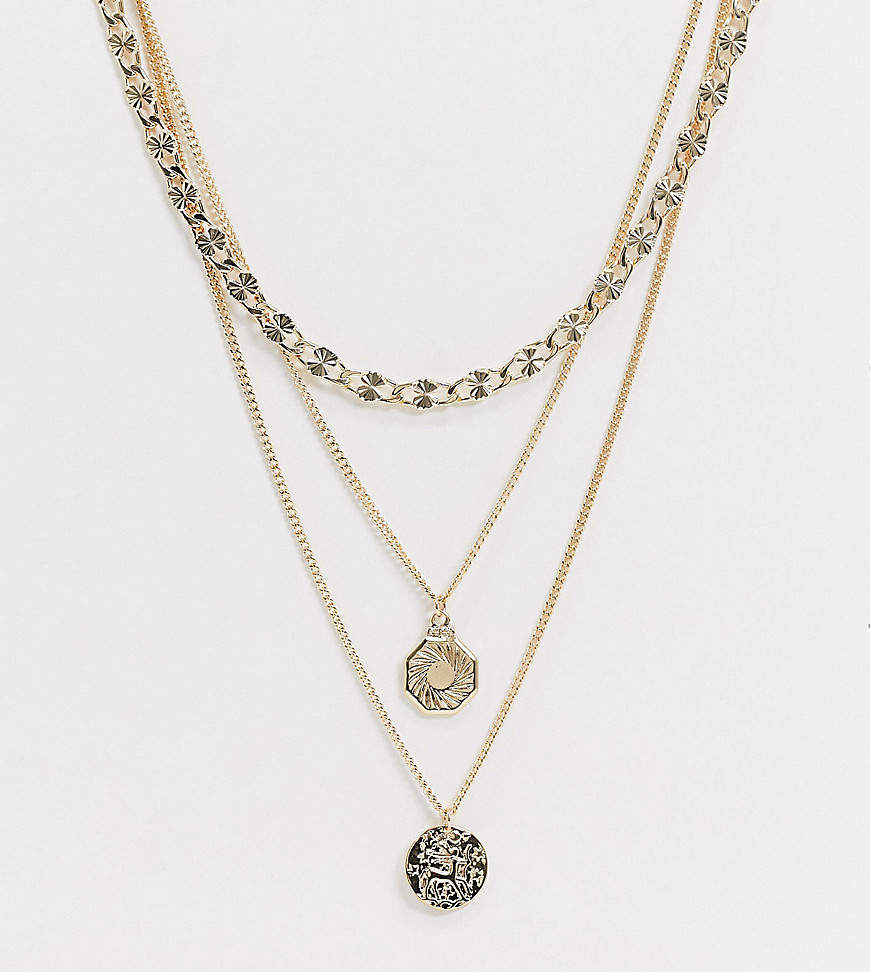 фото Золотистое многоярусное ожерелье с подвесками reclaimed vintage-золотой