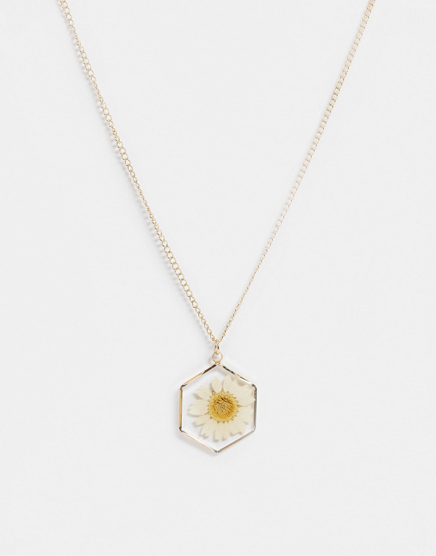 фото Золотистое ожерелье asos design с подвеской в виде ромашки-золотой