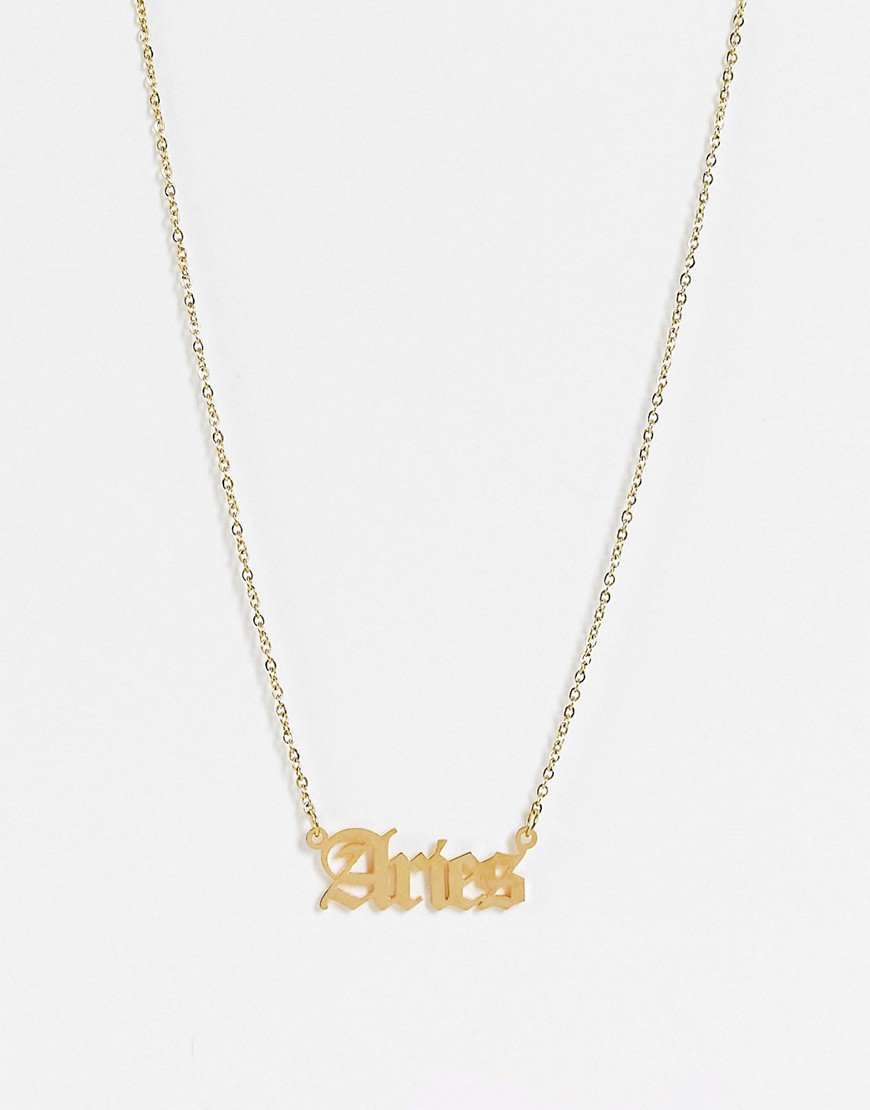 фото Золотистое ожерелье из нержавеющей стали с подвеской со знаком зодиака овен designb london-золотистый