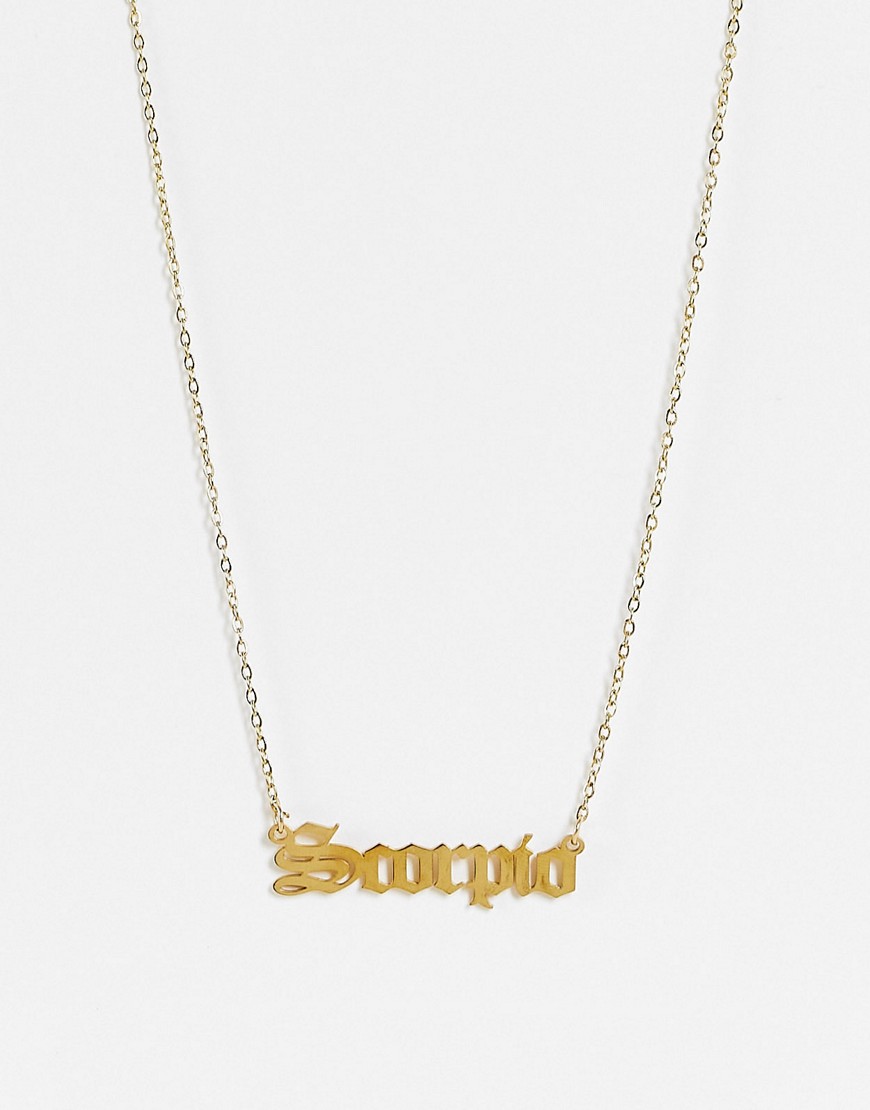 фото Золотистое ожерелье из нержавеющей стали с подвеской со знаком зодиака скорпион designb london-золотистый