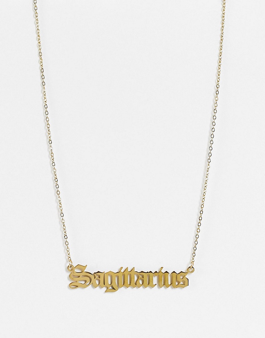 фото Золотистое ожерелье из нержавеющей стали с подвеской со знаком зодиака стрелец designb london-золотистый
