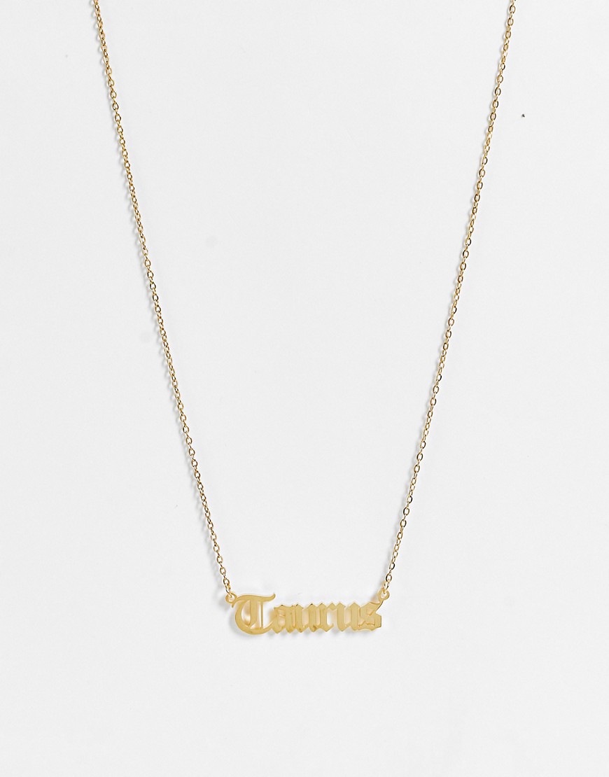 фото Золотистое ожерелье из нержавеющей стали с подвеской со знаком зодиака телец designb london-золотистый