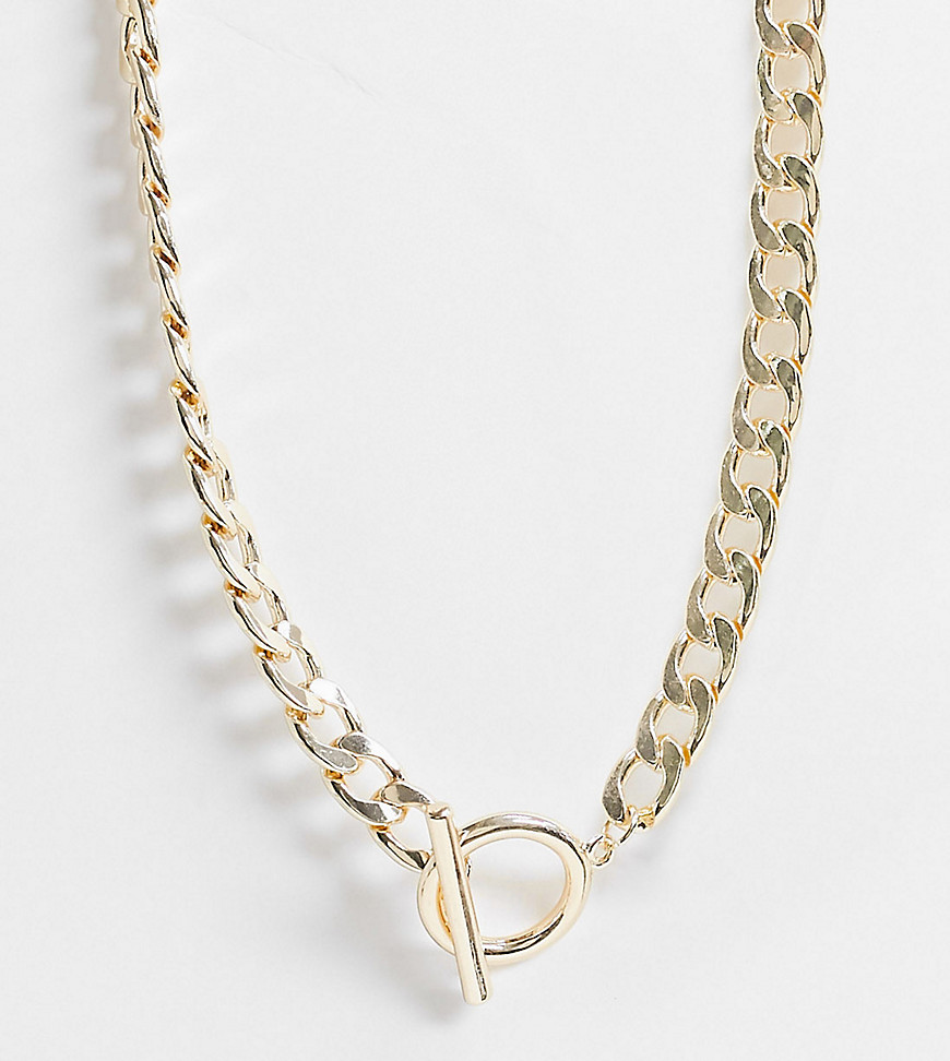 фото Золотистое ожерелье из цепочки с крупными звеньями и t-образной застежкой asos design curve-золотой asos curve