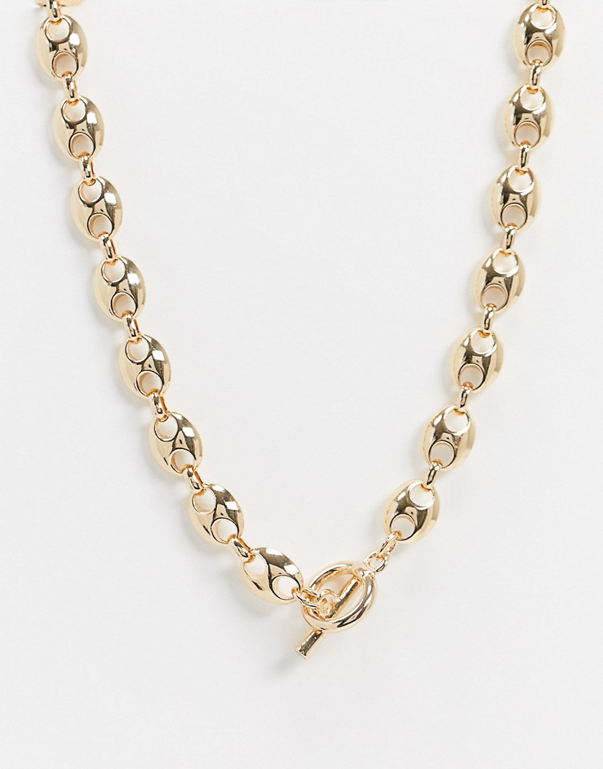 фото Золотистое ожерелье с крупными звеньями weekday-золотой