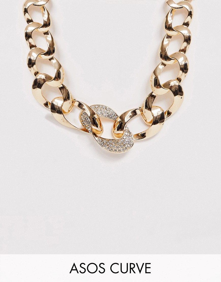 фото Золотистое ожерелье с отделкой asos design curve-золотой asos curve