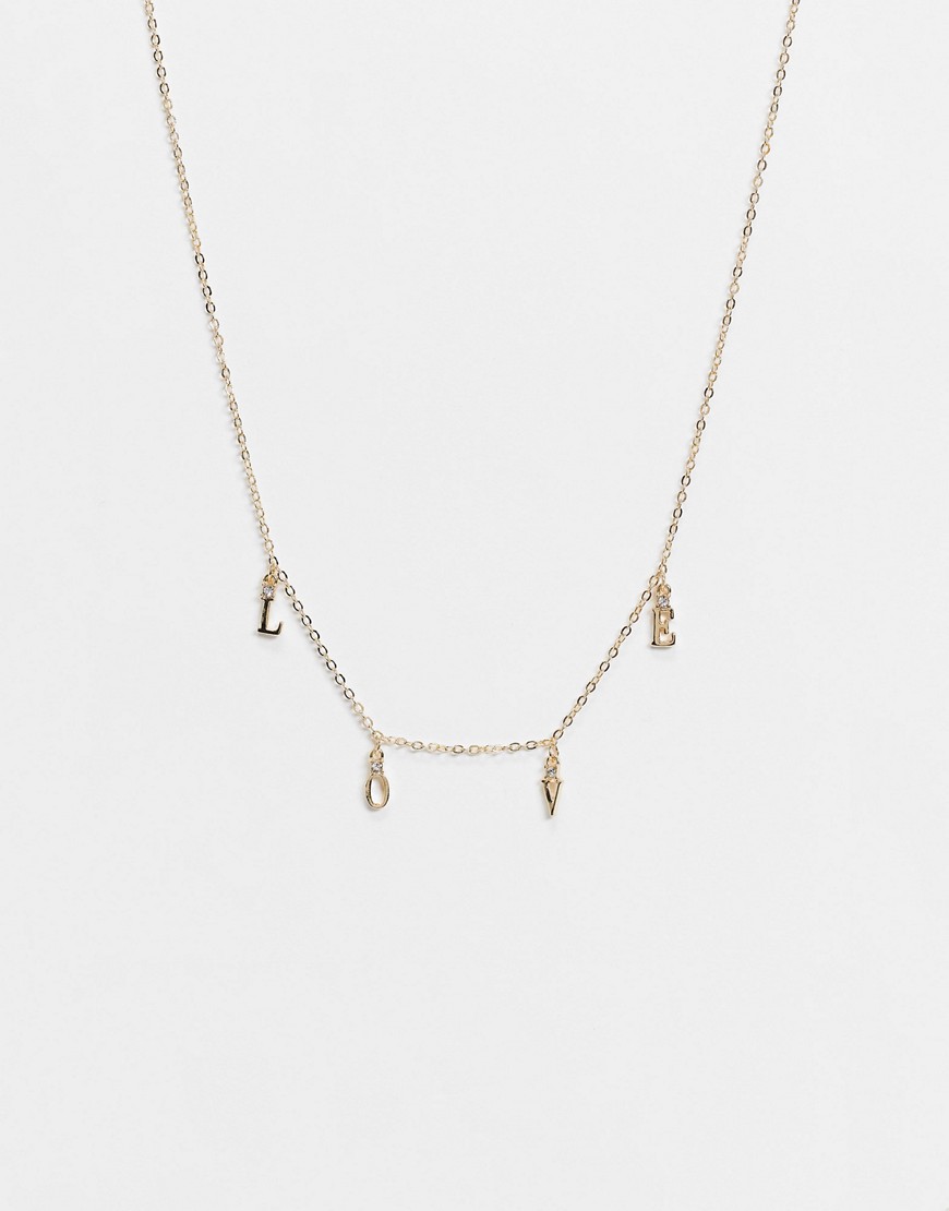 фото Золотистое ожерелье с подвесками в виде слова "love" pieces-золотистый