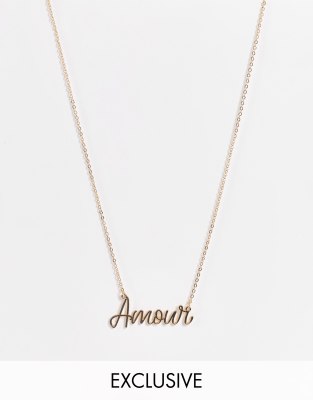 Золотистое ожерелье с подвеской "Amour" Glamorous Exclusive-Золотистый