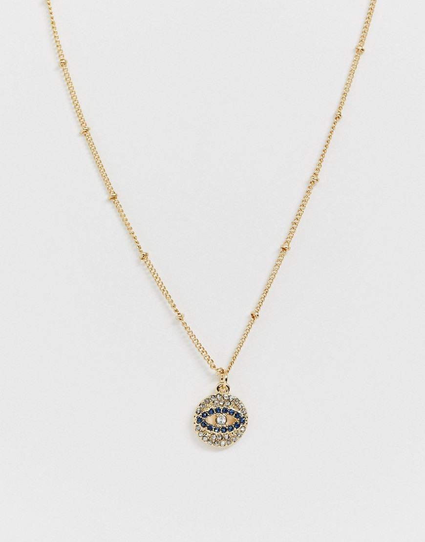 фото Золотистое ожерелье с подвеской asos design-золотой