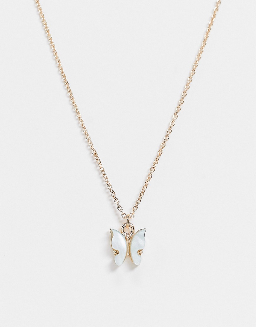 фото Золотистое ожерелье с подвеской-бабочкой asos design-золотой
