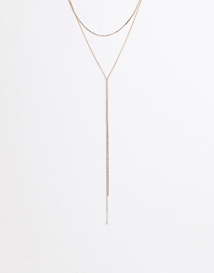 фото Золотистое ожерелье с подвеской и стразами missguided-серебряный