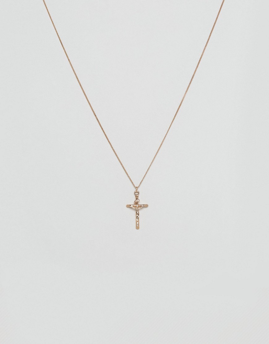 фото Золотистое ожерелье с подвеской-крестиком chained & able-золотой