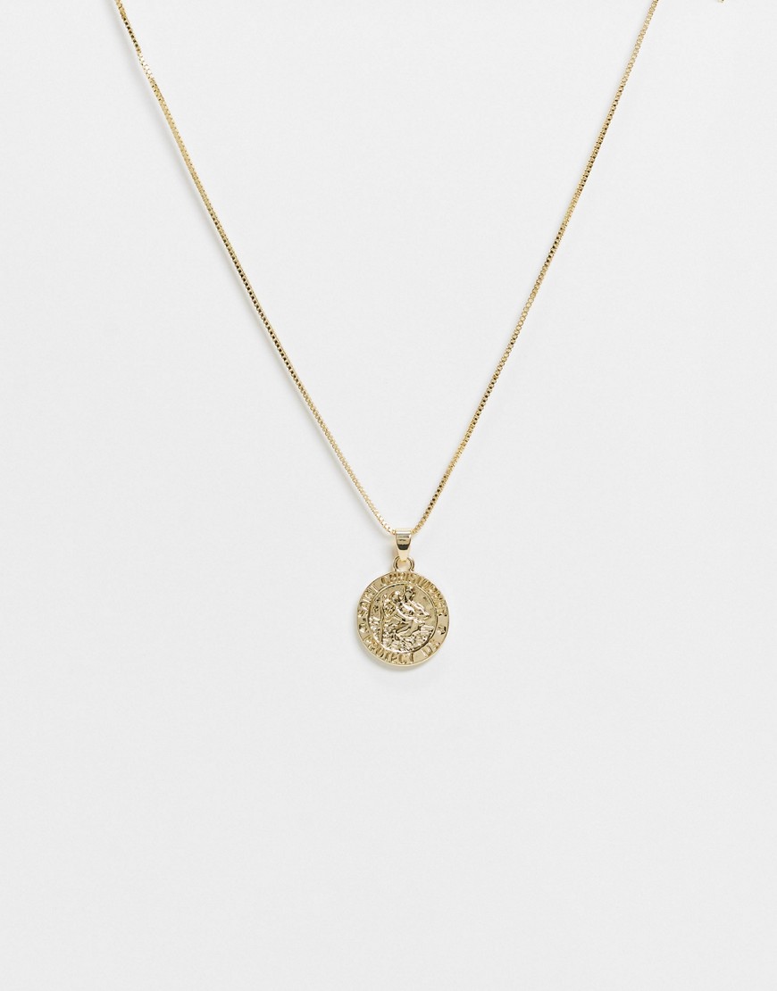 фото Золотистое ожерелье с подвеской с изображением св. христофора designb-золотистый designb london