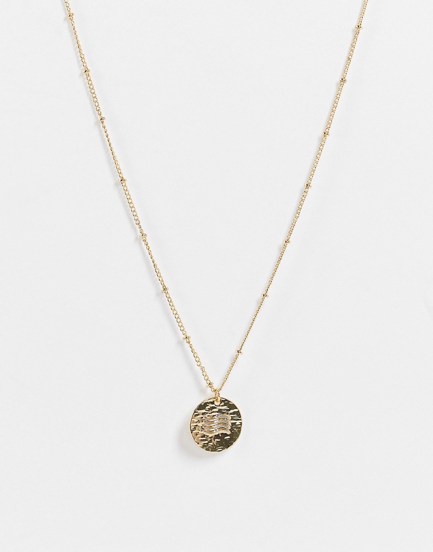 фото Золотистое ожерелье с подвеской в виде водного знака зодиака designb london-золотистый