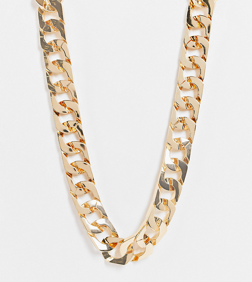 фото Золотистое ожерелье-цепочка с крупными звеньями с квадратными углами asos design curve-золотистый asos curve