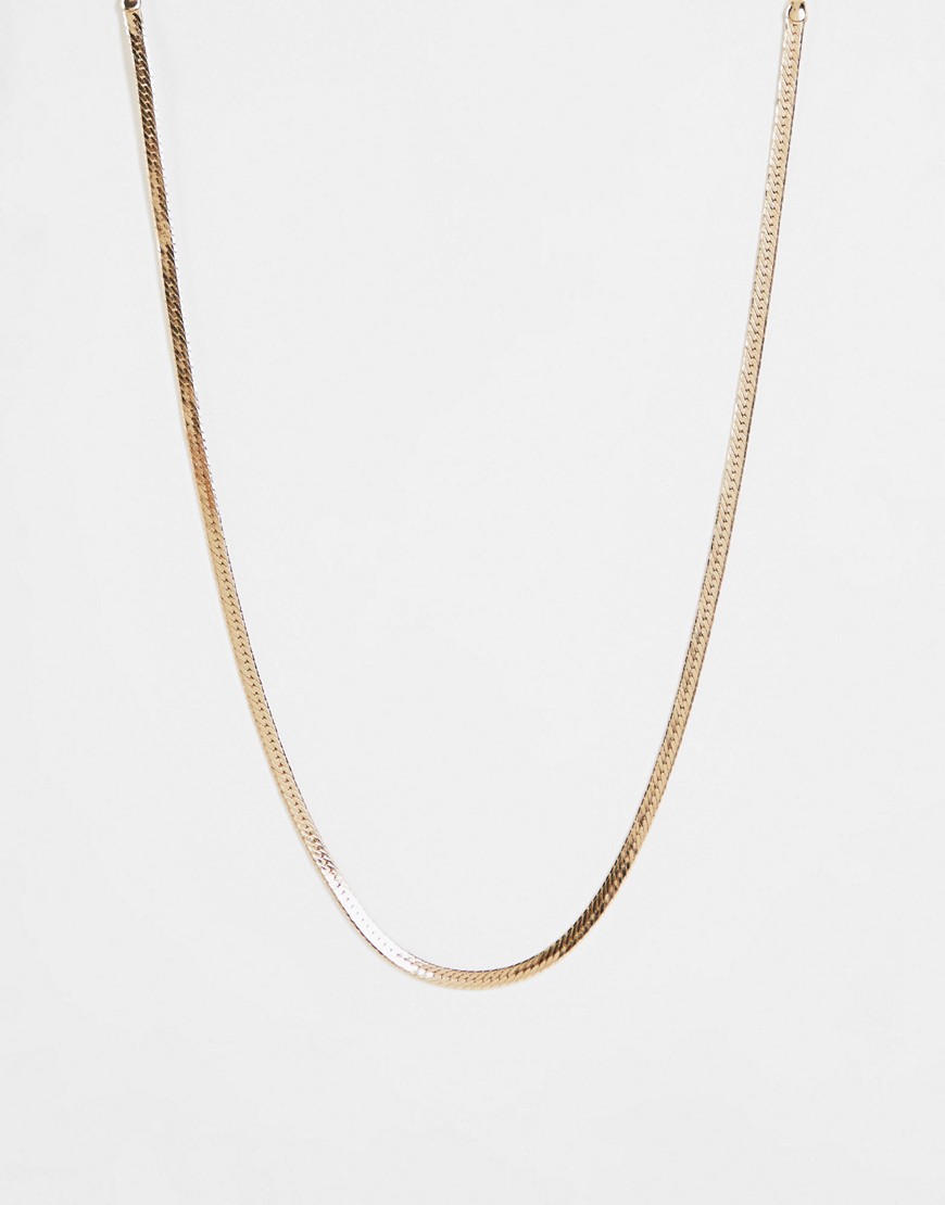 фото Золотистое ожерелье-цепочка с плоскими крупными звеньями topshop-золотистый
