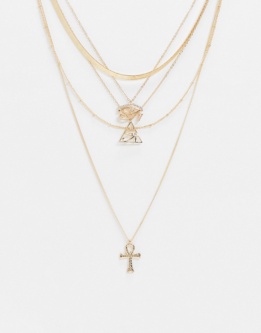фото Золотистое ожерелье в несколько рядов с треугольником missguided-золотой