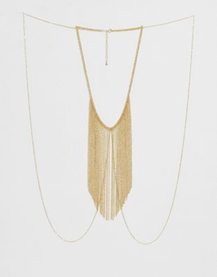 фото Золотистое украшение для тела с бахромой из цепочек asos design-золотой