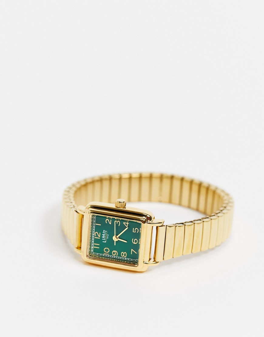 фото Золотистые часы-браслет с зеленым циферблатом limit-золотистый