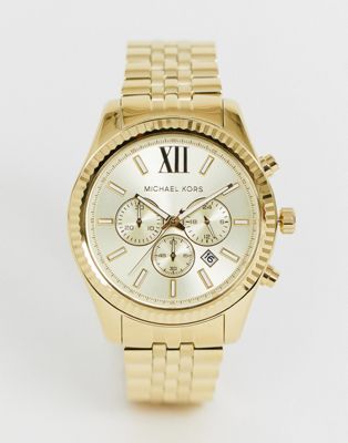 Michael Kors MK8281 Lexington gold chronograph watch - ASOS Price Checker
