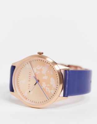 Украшения и часы Золотистые часы с темно-синим ремешком Ted Baker-Голубой