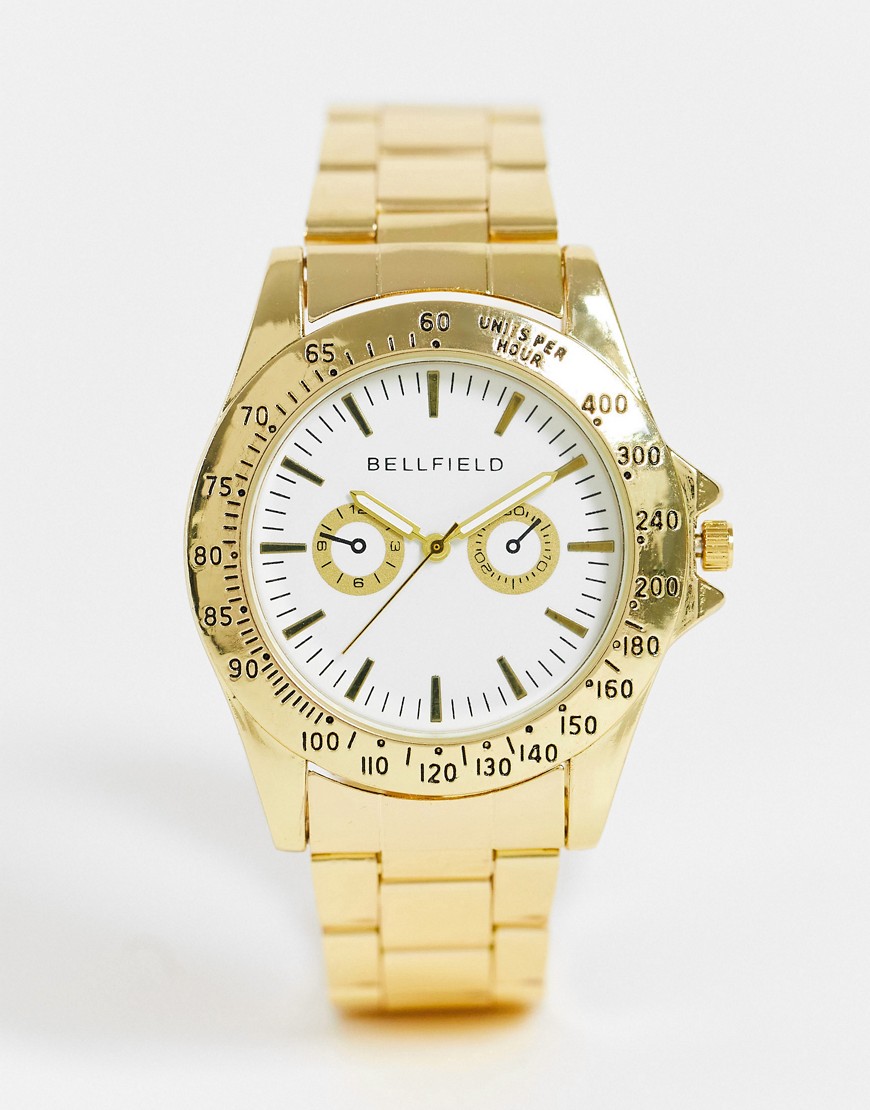 фото Золотистые мужские часы-браслет с циферблатом bellfield-золотистый