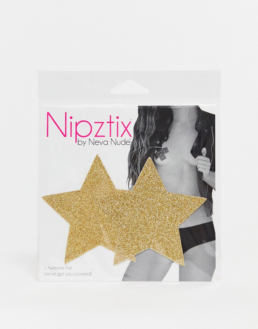 фото Золотистые наклейки на соски в виде звезд nipztix by neva nude-золотой