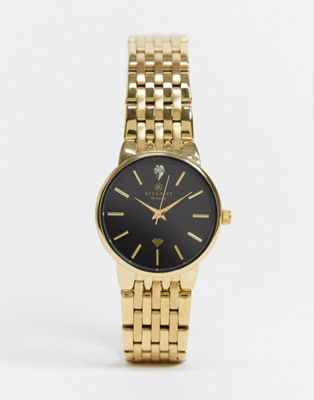 фото Золотистые наручные часы с браслетом и черным циферблатом accurist-золотистый