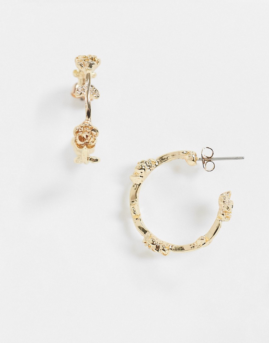 фото Золотистые серьги-кольца с искусственным жемчугом vero moda-золотой
