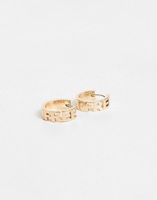  Золотистые серьги-кольца с надписью Free ASOS DESIGN-Золотистый