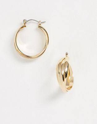 фото Золотистые серьги-кольца с перекрученной отделкой liars & lovers-золотой