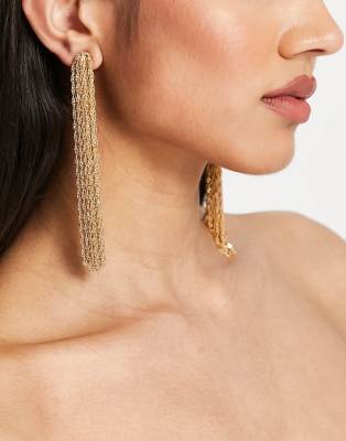  Золотистые серьги с кисточками из цепочек ASOS DESIGN-Золотистый