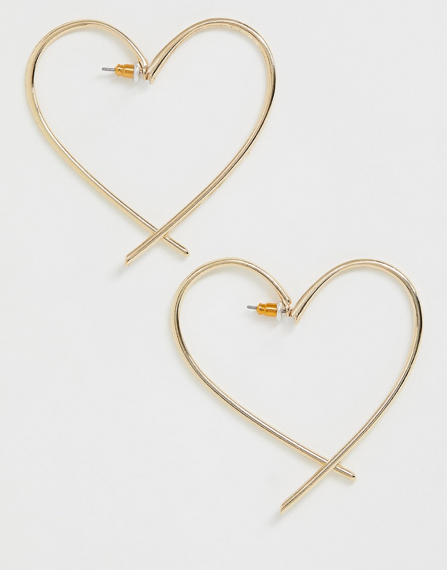 фото Золотистые серьги с незамкнутым дизайном в форме сердца asos design-золотой