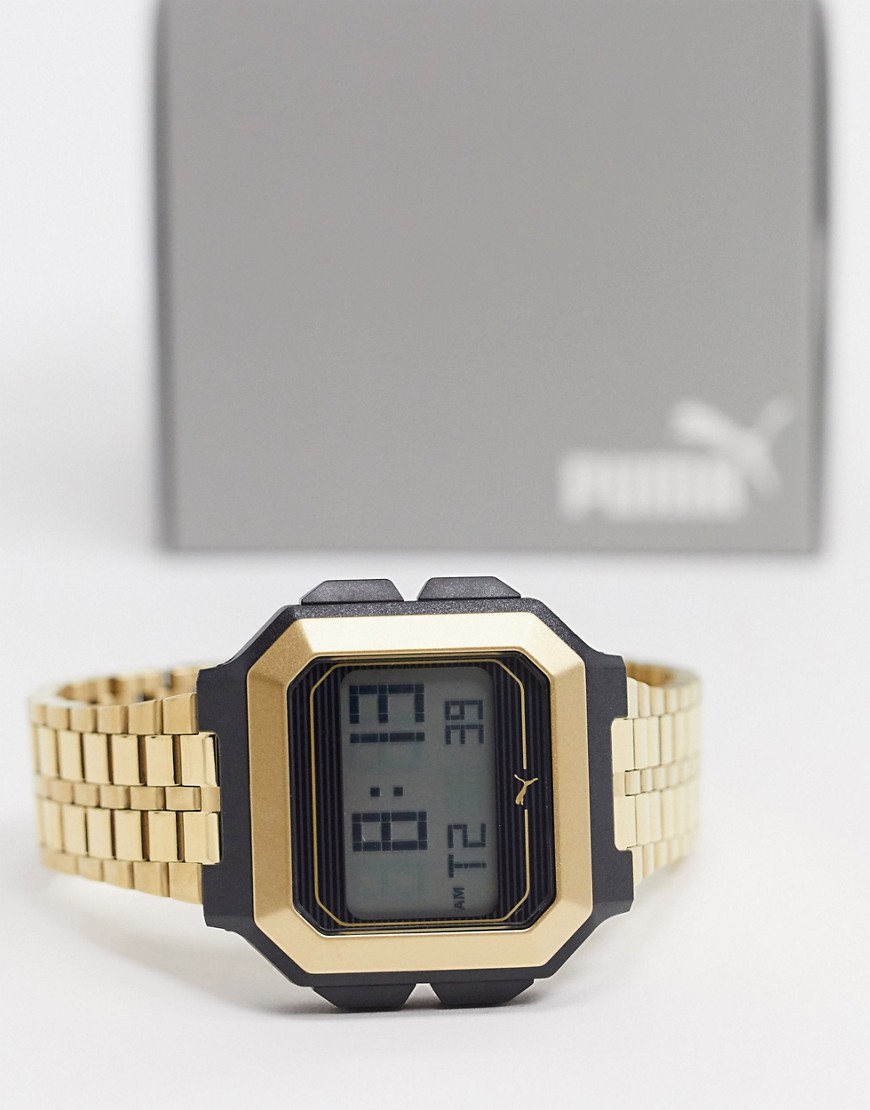 фото Золотистые цифровые часы puma remix p5016-золотой