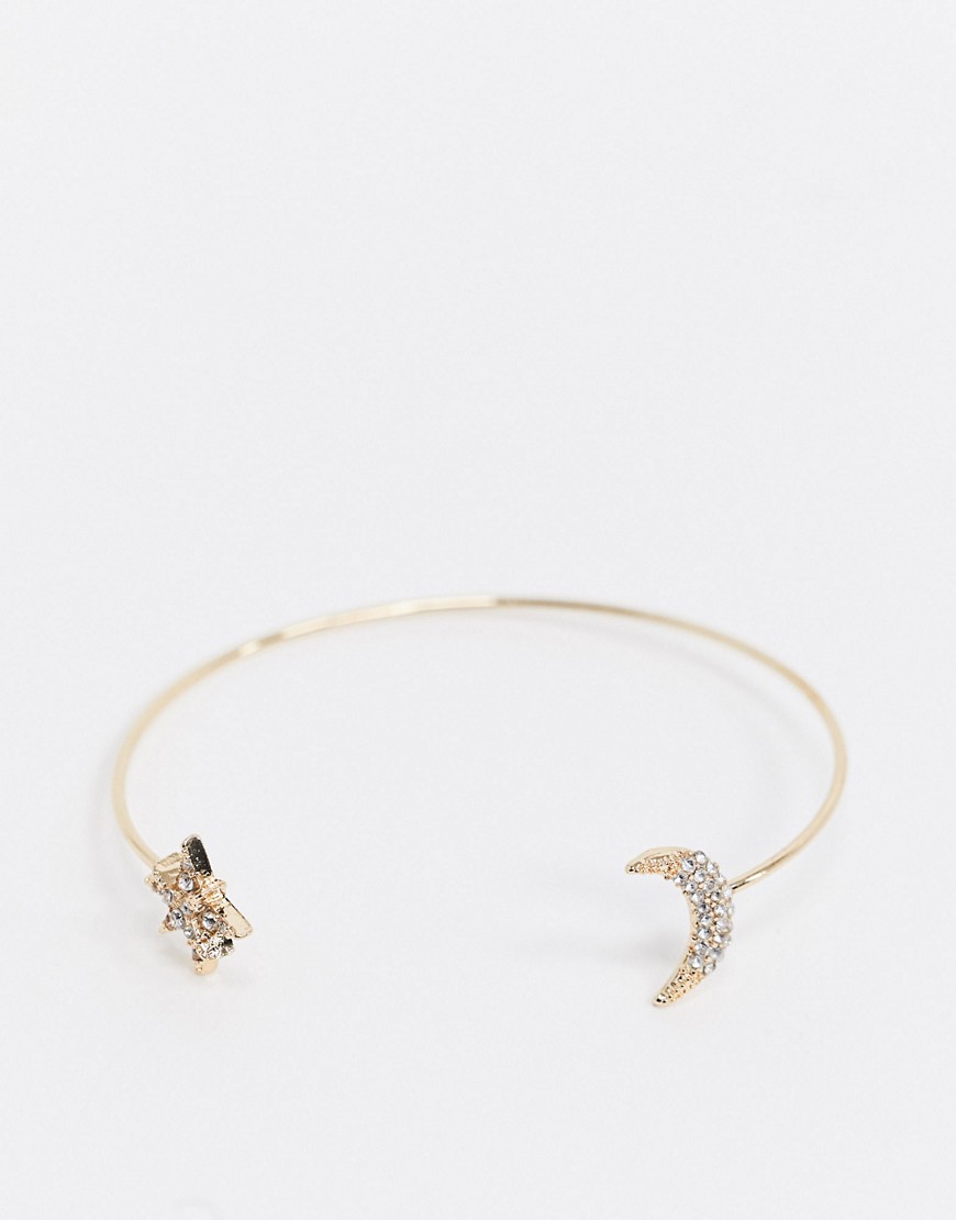 фото Золотистый браслет-манжета с кристаллами asos design-золотой