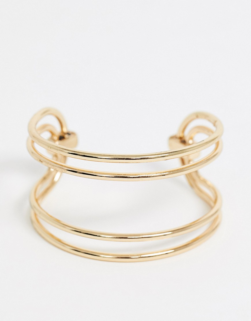 фото Золотистый браслет-манжета в два ряда asos design-золотой