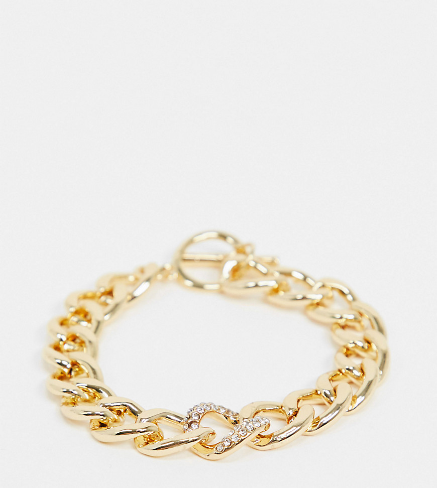 фото Золотистый браслет-цепочка с крупными звеньями designb london curve-золотой